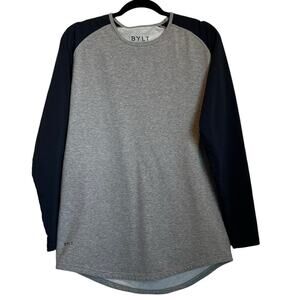 Bylt Drop Cut Lux Baseball Long Sleeve T-Shirt Gray Navy Raglan Men's Medium L/S